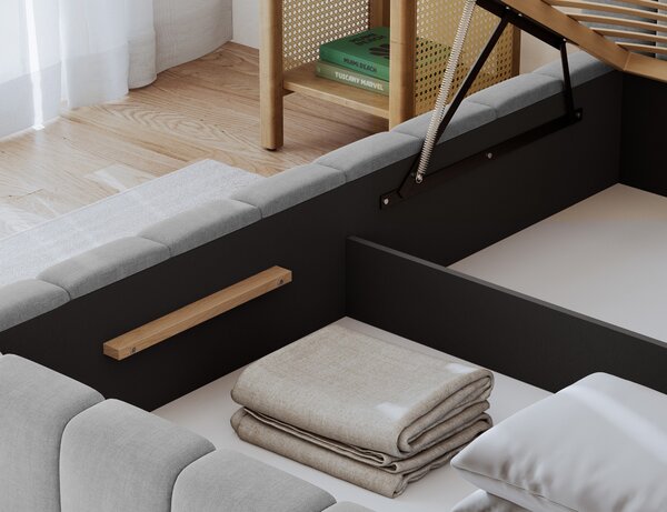 NovýNábytok.sk Manželská posteľ 180x200 cm Parecidas (sivá) (s úl. priestorom, s roštom). Akcia -11%. Vlastná spoľahlivá doprava až k Vám domov. 1162973