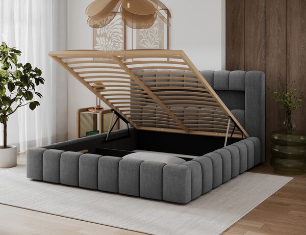 NovýNábytok.sk Manželská posteľ 180x200 cm Parecidas (sivá) (s úl. priestorom, s roštom). Akcia -11%. Vlastná spoľahlivá doprava až k Vám domov. 1162974