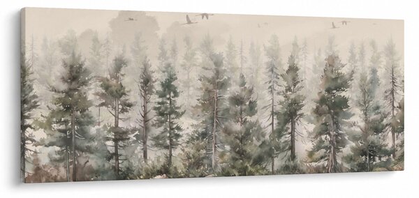 Obraz - Borovicový les I., aquarel (120x50 cm)