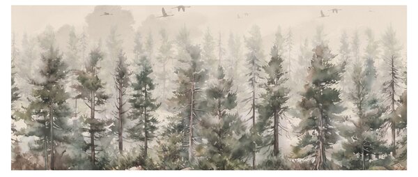 Obraz - Borovicový les I., aquarel (120x50 cm)