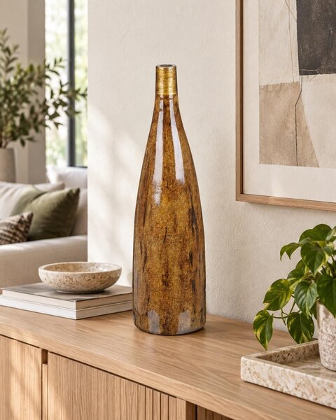 Dekoratívna váza hnedá terakotová s efektom dreva 52 cm elegantná obývacia izba spálňa