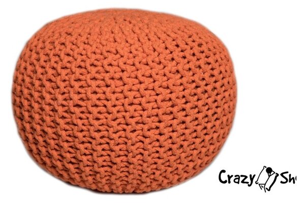 CrazyShop pletený PUF SOLID, oranžová