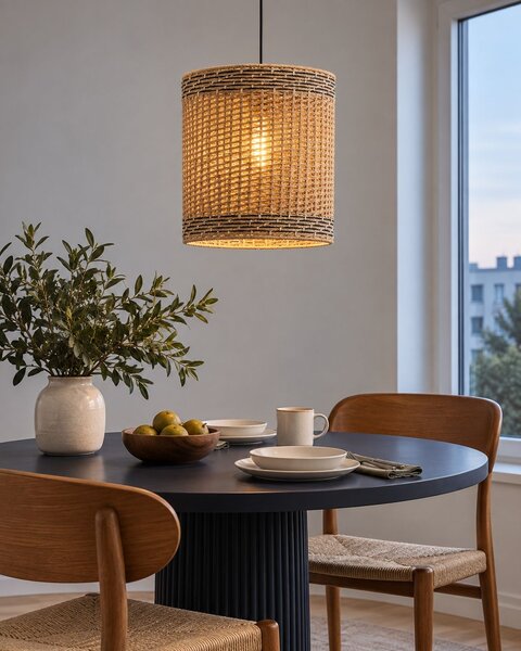 Závesná lampa prírodná s tienidlom z papierového lana boho závesné svietidlo do interiéru