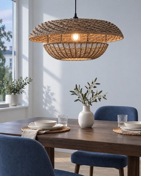 Závesná lampa prírodná s tienidlom z papierového lana závesné svietidlo do interiéru