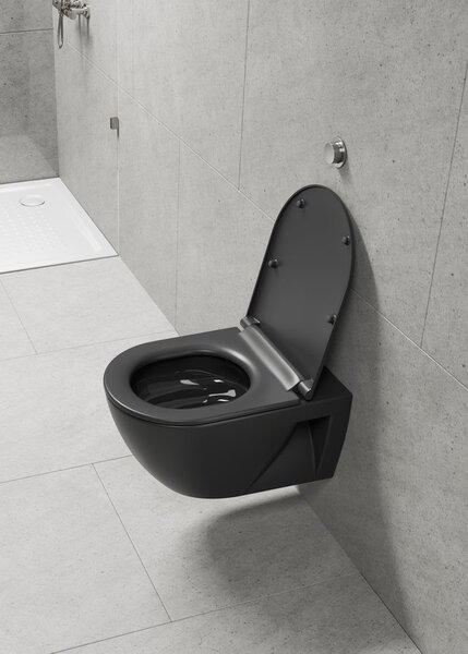 GSI GSI, PURA ECO závesná WC misa, Swirlflush, 36x55cm, čierna dual-mat, 880726