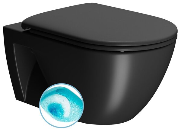 GSI GSI, PURA ECO závesná WC misa, Swirlflush, 36x55cm, čierna dual-mat, 880726