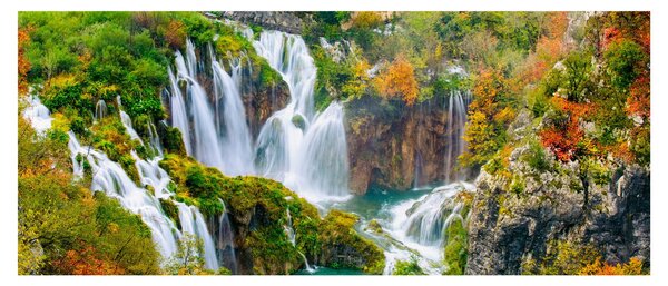 Obraz - Národný park Plitvické jazerá (120x50 cm)