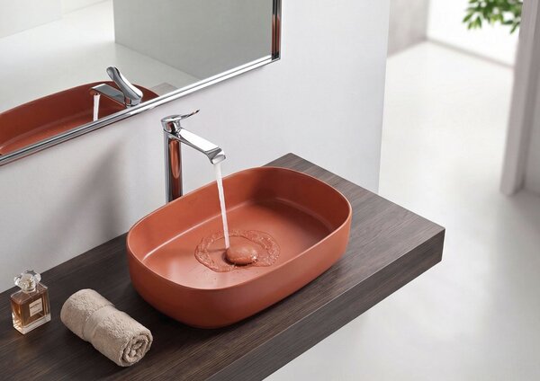 Isvea Isvea, INFINITY OVAL keramické umývadlo na dosku, 55x36cm, terracotta, 10NF65055-2U