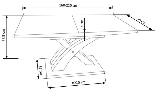 Halmar Rozkladací jedálenský stôl SANDOR 2 160(220)x90 sivý