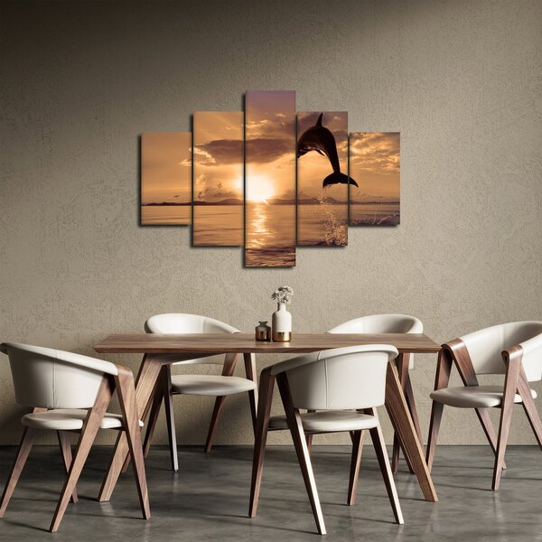 Obraz - Delfín pri západe slnka (150x105 cm)