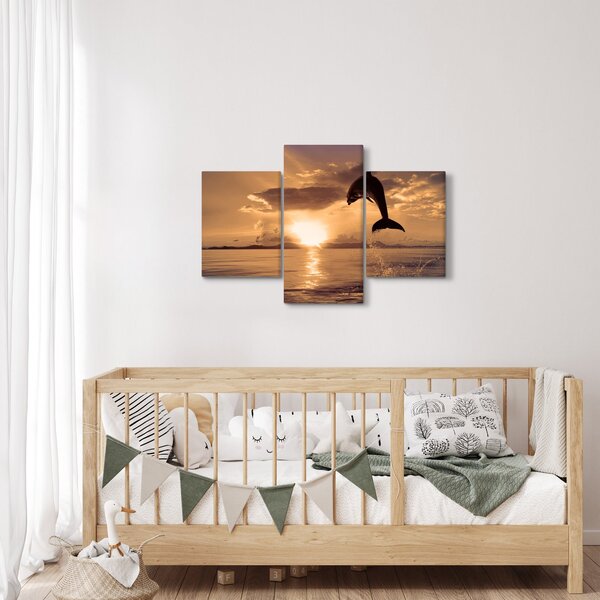 Obraz - Delfín pri západe slnka (90x60 cm)