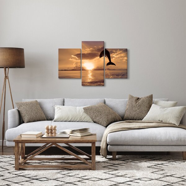 Obraz - Delfín pri západe slnka (90x60 cm)