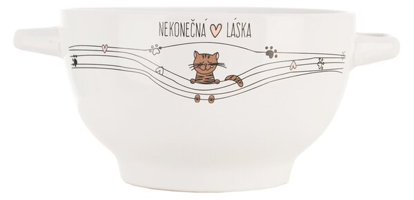 Miska NEKONEČNÁ LÁSKA mačka s uchami pr. 14 cm