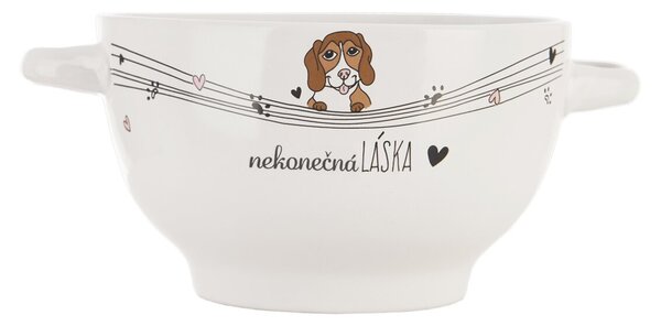 Miska NEKONEČNÁ LÁSKA pes s uchami pr. 14 cm
