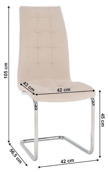KONDELA Jedálenská stolička, béžová Dulux Velvet látka/chróm, SALOMA NEW