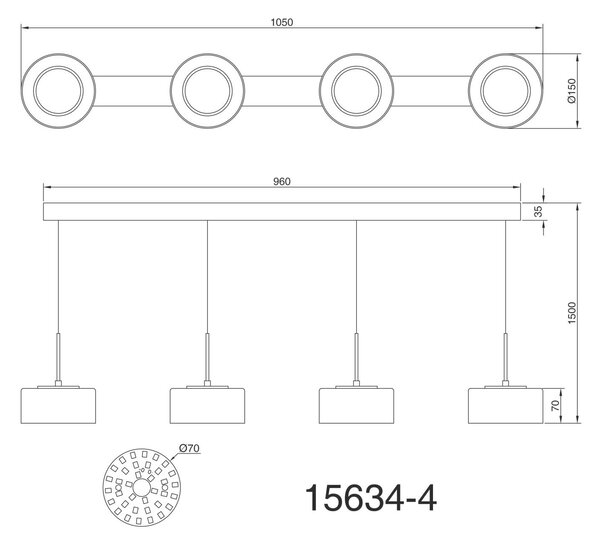 ZÁVESNÉ LED SVIETIDLO, 105/15/150 cm Globo - Online Only bytové doplnky, Online Only