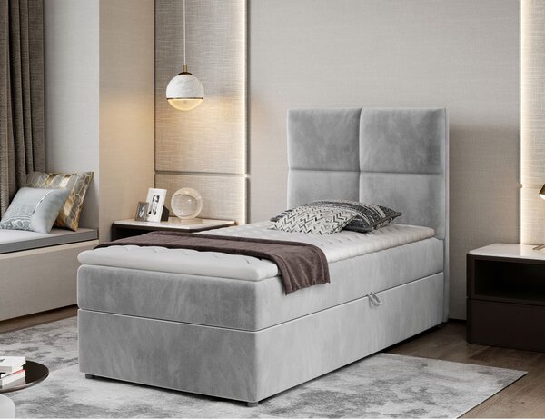 NovýNábytok.sk Jednolôžková kontinentálna posteľ 90x200 cm Revanchista (sivá) (s úl. priestorom, s roštom a matracom). Akcia -10%. Vlastná spoľahlivá doprava až k Vám domov. 1163334