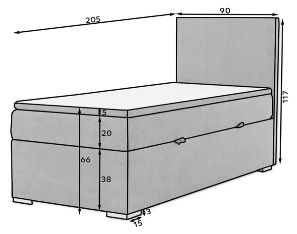 NovýNábytok.sk Jednolôžková kontinentálna posteľ 90x200 cm Registrados (sivá) (s úl. priestorom, s roštom a matracom) (L). Akcia -17%. Vlastná spoľahlivá doprava až k Vám domov. 1163342