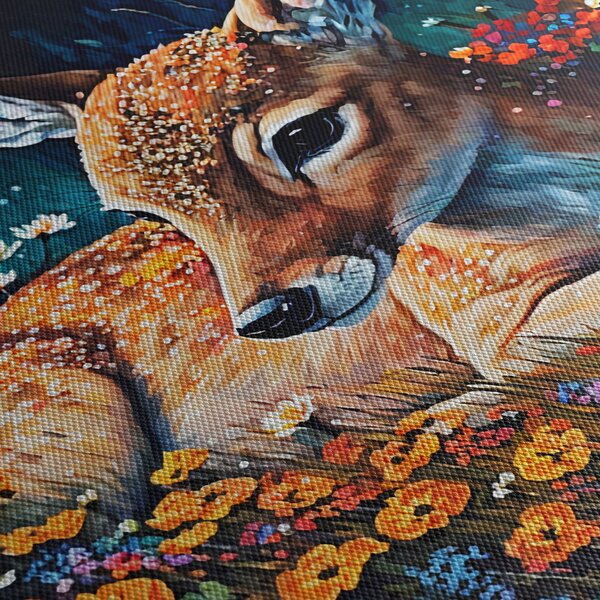 Obraz - Maľované srne (s hodinami) (90x30 cm)