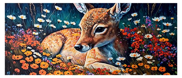 Obraz - Maľované srne (120x50 cm)