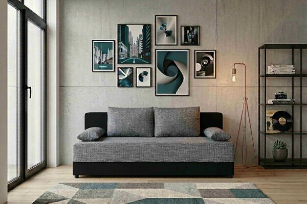 ROZKLADACIA POHOVKA, textil, kompozitné drevo, sivá, čierna P & B - Sedačky, Online Only