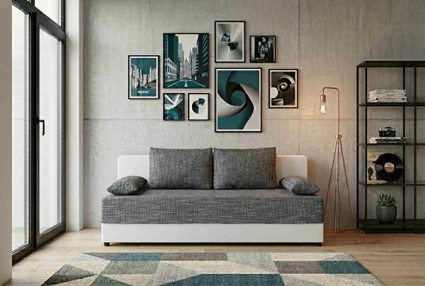 ROZKLADACIA POHOVKA, textil, kompozitné drevo, sivá, biela P & B - Sedačky, Online Only