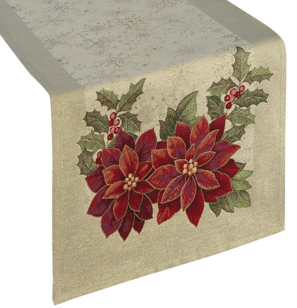 VIANOČNÝ GOBELÍNOVÝ BEHÚŇ NA STÔL MERRY 40X100 CM VZOROVANÝ