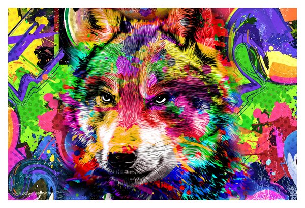 Obraz - Vlk s graffiti (90x60 cm)