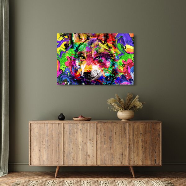 Obraz - Vlk s graffiti (90x60 cm)