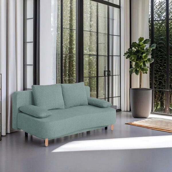 ROZKLADACIA POHOVKA, textil, kompozitné drevo, modrosivá P & B - Sedačky, Online Only