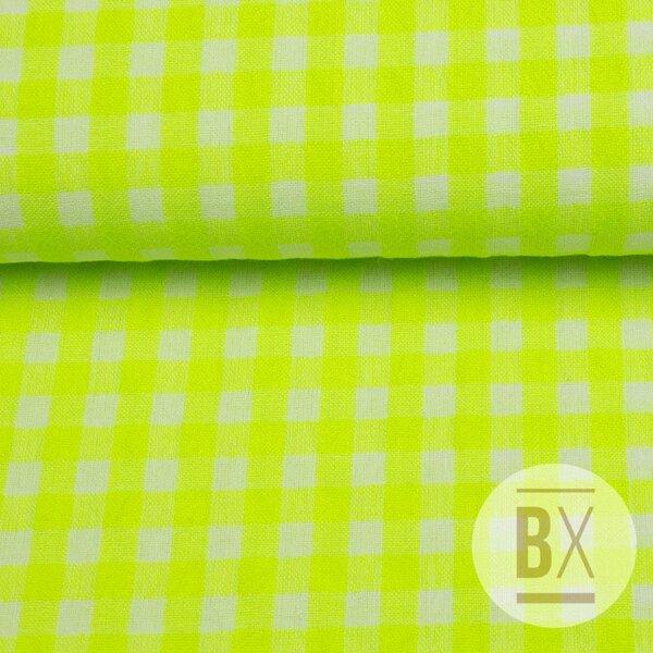 Metráž Mušelín vzor - Neon yellow squares