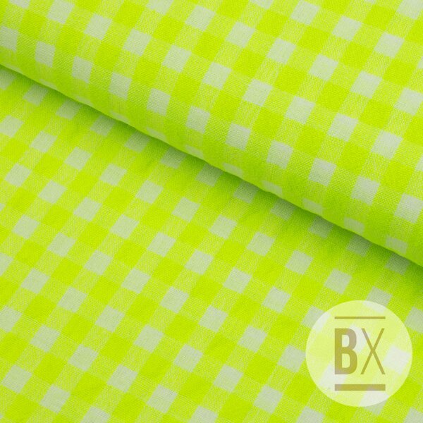 Metráž Mušelín vzor - Neon yellow squares