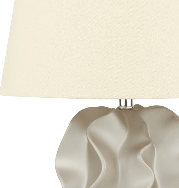 Stolná lampa zlatá biela keramika 46 cm látkové tienidlo dekoratívny vlnitý podstavec moderný glamour štýl obývačka spálňa