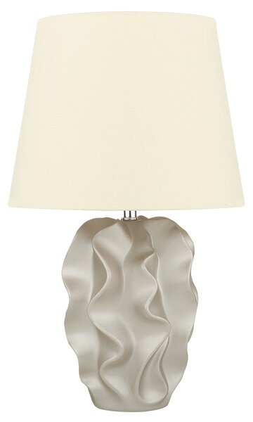 Stolná lampa zlatá biela keramika 46 cm látkové tienidlo dekoratívny vlnitý podstavec moderný glamour štýl obývačka spálňa