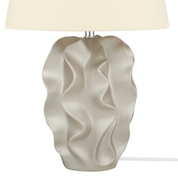 Stolná lampa zlatá biela keramika 46 cm látkové tienidlo dekoratívny vlnitý podstavec moderný glamour štýl obývačka spálňa