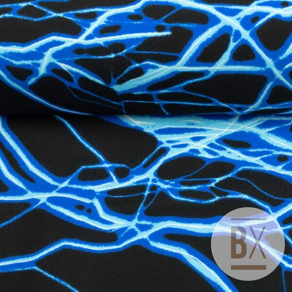 Metráž Plavkovina vzorovaná - Storm black/royal blue