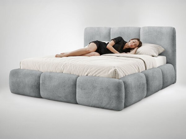 Čalúnená jednolôžková posteľ s úložným priestorom Bubbla 120x200 - sivá Coral