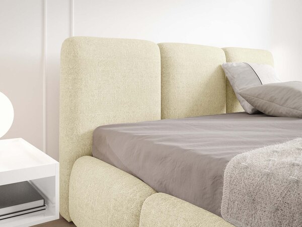 Čalúnená jednolôžková posteľ s úložným priestorom Bubbla 120x200 - krémová Doha