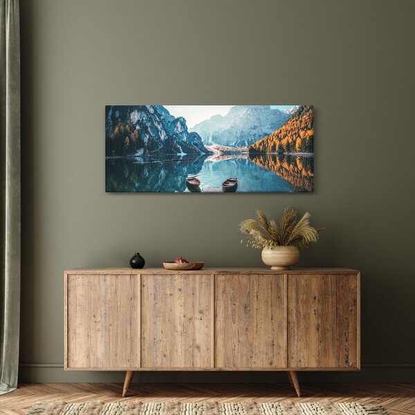 Obraz - Lode na jazere Braies (120x50 cm)