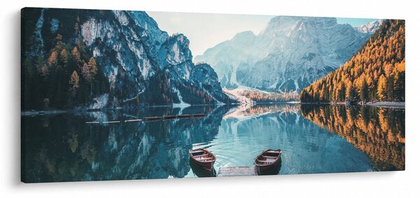 Obraz - Lode na jazere Braies (120x50 cm)