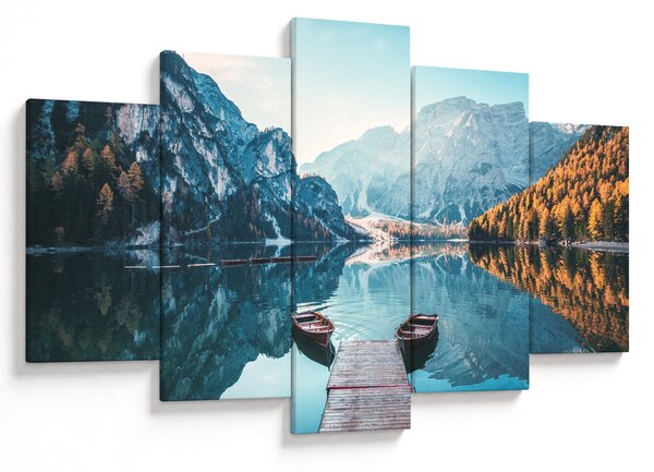 Obraz - Lode na jazere Braies (150x105 cm)