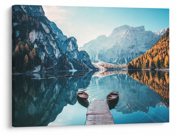 Obraz - Lode na jazere Braies (70x50 cm)