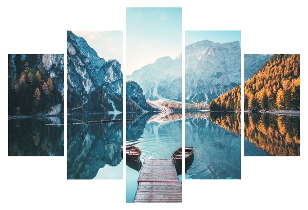 Obraz - Lode na jazere Braies (150x105 cm)