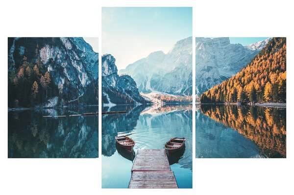 Obraz - Lode na jazere Braies (90x60 cm)