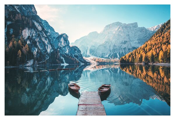 Obraz - Lode na jazere Braies (90x60 cm)