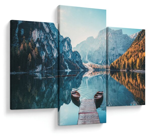 Obraz - Lode na jazere Braies (90x60 cm)