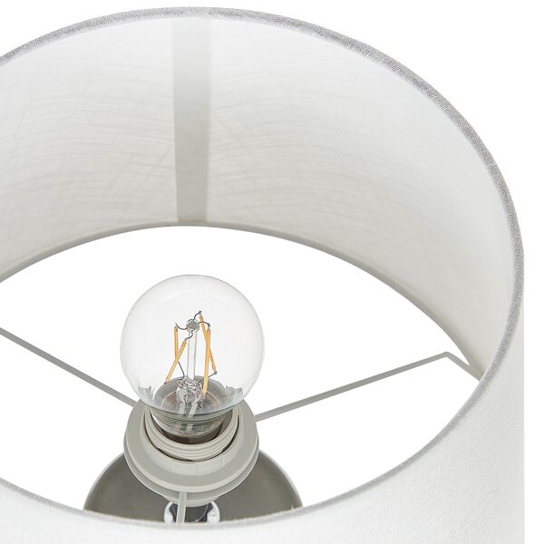 Stolná lampa sivá keramická 48 cm podstavec so vzorom biele látkové tienidlo obývacia izba spálňa