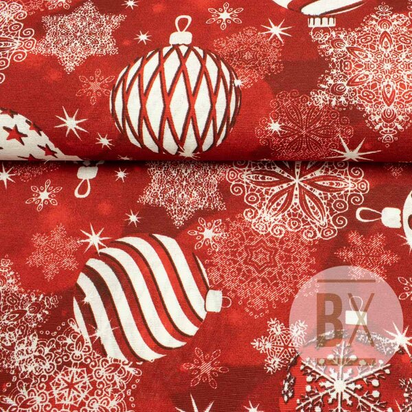 Metráž Španielska Loneta - Christmas Balls Dark Red