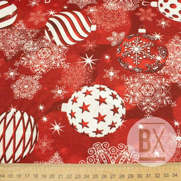 Metráž Španielska Loneta - Christmas Balls Dark Red