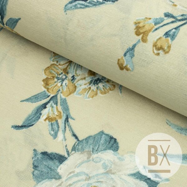 Metráž Španielska Loneta - Turquoise Flower Pattern